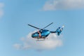 NARITA - JAPAN, JANUARY 25, 2017: JA6815 Helicopter Chiba Prefectural Police Aviation Unit Landing in International Narita Airport