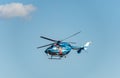 NARITA - JAPAN, JANUARY 25, 2017: JA6815 Helicopter Chiba Prefectural Police Aviation Unit Landing in International Narita Airport