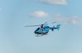 NARITA - JAPAN, JANUARY 25, 2017: JA6815 Helicopter Chiba Prefectural Police Aviation Unit Landing in International Narita Airport