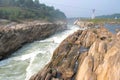 narmada river rapids through marble rocks bhedaghat Royalty Free Stock Photo