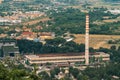 Narni Scalo Terni, Umbria, Italy - View of the industrial part of the city, Plant with smoke tube, distant view