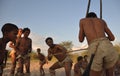 Naro-Bushmen near Ghanzi in the Central Kalahari Royalty Free Stock Photo