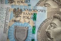 Narodowy bank Polski sign on Banknote economy in Poland inflation Royalty Free Stock Photo