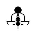 Black solid icon for Narrate, describe and microphone