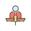 Color illustration icon for Narrate, describe and microphones