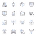Narrative and tale line icons collection. Storytelling, Fiction, Myth, Legend, Folktale, Fable, Adventure vector and