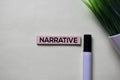 Narrative text on sticky notes isolated on office desk