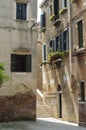 Narrow alley in the historic center of Venice, Veneto, Italy, Eu Royalty Free Stock Photo