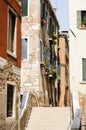 Narrow alley in the historic center of Venice, Veneto, Italy, Eu Royalty Free Stock Photo