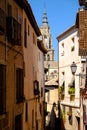 Narrow alley on the historic city of Toledo in Spain Royalty Free Stock Photo