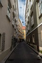 Narrow Alley With Historic Houses In The Inner City Of Vienna In Austria Royalty Free Stock Photo