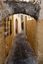 Narrow alley / lane in the old town of Rhodes city Royalty Free Stock Photo