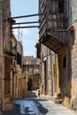 Narrow alley / lane in the old town of Rhodes city Royalty Free Stock Photo