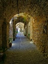 Narrow alley at  medieval castle village Royalty Free Stock Photo