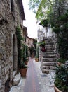 Narrow alley of medieval village in france Royalty Free Stock Photo