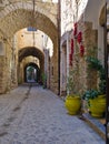 Narrow alley in medieval village Royalty Free Stock Photo