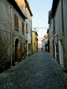 Italian street in old city, Rimini, Italy. Europe. Nooks and crannies in the Rimini. Narrow Alley With Old Buildings In Typical It Royalty Free Stock Photo