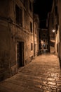 Narrow Alley With Old Houses In The Village Fazana In Croatia Royalty Free Stock Photo