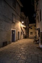 Narrow Alley With Old Houses In The Village Fazana In Croatia Royalty Free Stock Photo