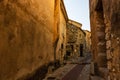 Narrow alley and old stone houses in Eze village in France Royalty Free Stock Photo