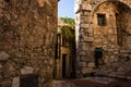 Narrow alley and old stone houses in Eze village in France Royalty Free Stock Photo