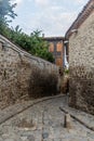 Narrow alley in the Old town of Plovdiv, Bulgar Royalty Free Stock Photo