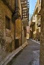 Narrow alley in Pyrgi  medieval village, Chios island, Greece Royalty Free Stock Photo