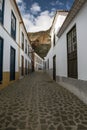 The narrow alley of the seaside village