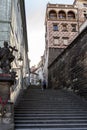 Narrow alley of stairs called Radnicke schody near the castle in