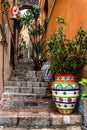 Narrow alley of Taormina, Sicily Royalty Free Stock Photo