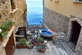 Narrow alley to the sea in Scilla Royalty Free Stock Photo