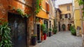 Narrow alleyway, Trastevere, Rome, Italy Royalty Free Stock Photo