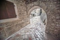 Narrow archway in the ancient streets of Kotor Old Town Montenegro