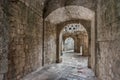 Narrow archway in the ancient streets of Kotor Old Town Montenegro