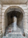 Narrow archway in the ancient streets of Kotor Old Town Montenegro