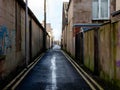 back alley behind house in the scruffy back streets of Blackpool Lancashire