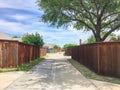 Small back alley at suburban neighborhood in North Dallas, Texa Royalty Free Stock Photo