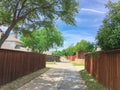 Small back alley at suburban neighborhood in North Dallas, Texa Royalty Free Stock Photo