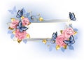 Narrow banner with pink roses