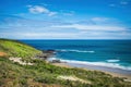 A narrow beach at the bottom of the hills of South Head facing Tasman Sea. Arai te Uru Reservce, Hokianga, Northland Royalty Free Stock Photo