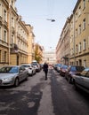 A narrow beautiful street in the center of the city. Saint-Petersburg, Russia