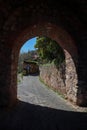 On the narrow beautiful streets of medieval Alanya fortress Royalty Free Stock Photo