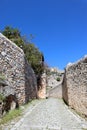 On the narrow beautiful streets of medieval Alanya fortress Royalty Free Stock Photo