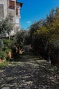 On the narrow beautiful streets of medieval Alanya fortress Royalty Free Stock Photo