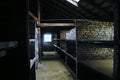 The interior of the prison barracks of the Auschwitz-Birkenau concentration camp.