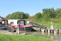 Narrow boat in the Caen Hill canal locks, Devizes, England