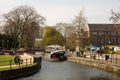 Narrow boat restaurant moored on Little Ouse Thetford Norfolk