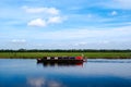 Narrow boat on a tranquil river