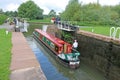 Narrow boats in the Caen Hill canal locks