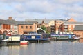 Boats moored in Worcester Canal Basin Royalty Free Stock Photo